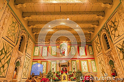 Old Mission Santa Ines Solvang California Basilica Altar Cross Stock Photo