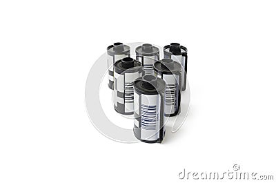 Old 35mm Film Camera Cartridges Stock Photo