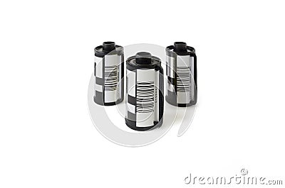 Old 35mm Film Camera Cartridges Stock Photo