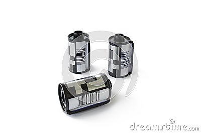 Old 35mm Film Camera Cartridges Stock Photo