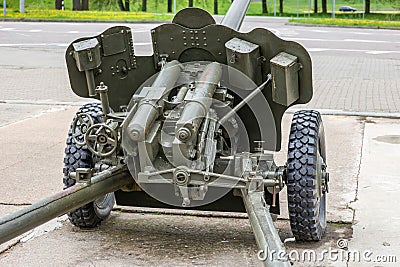 Old 85mm Russian artillery cannon from WW2 Stock Photo