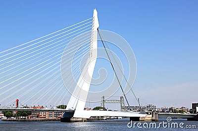Old and modern bridge in dutch city of Rotterdam Editorial Stock Photo