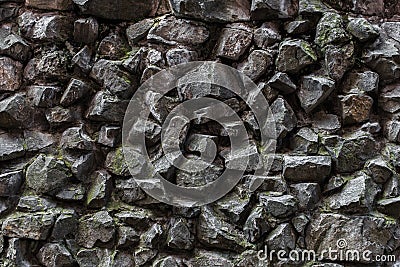 Old mossy grey cobbles texture close up Stock Photo