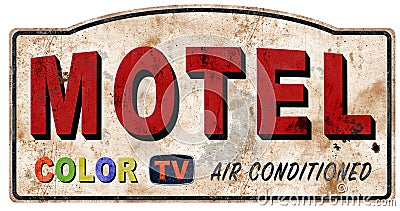 Old motel sign color TV grunge Air Conditioned Stock Photo