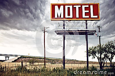 Old motel sign on Route 66, USA Stock Photo