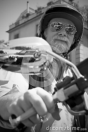 Old motorcyclist Stock Photo