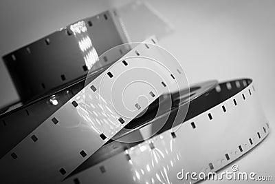 Old movie camera film reel strip Stock Photo