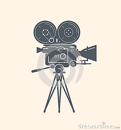 Old movie camera. Filming, cinema, video symbol. Vector illustration Vector Illustration
