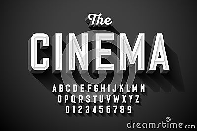 Old movie title vintage font Vector Illustration