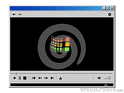 Old multi media player window mockup Vector Illustration