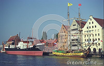 Old museum ships in Gdansk, Poland Editorial Stock Photo