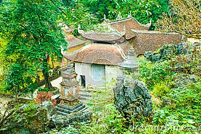 Old mysterious temples of the Bich pagoda complex, Tam Coc, Ninh Binh, Vietnam Stock Photo