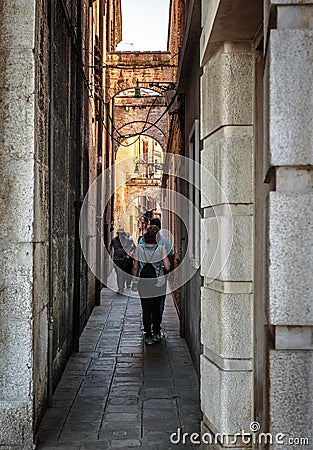 Old narrow street, Venice, Italy Editorial Stock Photo