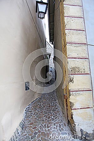 Old narrow streets of Le Puy en Velay, France Editorial Stock Photo