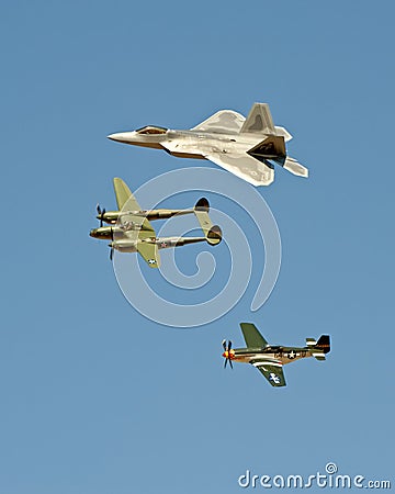 Old and new fighter aircraft Stock Photo