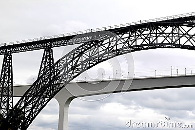 Old and new railway bridge in Oporto, Portugal Stock Photo
