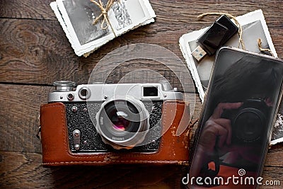 Nostalgia - nostalgy for old times, old and new technology time concept Stock Photo