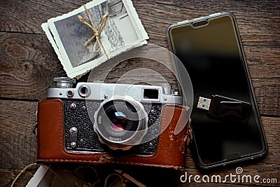 Old and new technology, nostalgia, nostalgy for old times Stock Photo