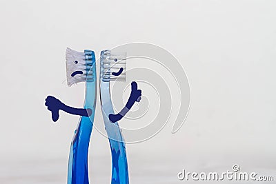 Old and new toothbrushes show the likes of the dislikes. Background Stock Photo