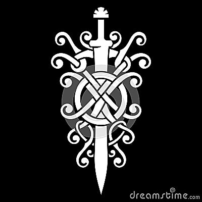 Old Norse, Viking design. The sword of the Viking and Norse pattern Vector Illustration