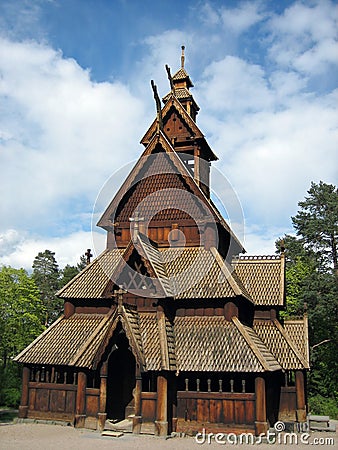 Old Norwegian Stave Church Stock Photo