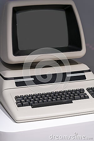Old and obsolete computer. Working option. Stock Photo