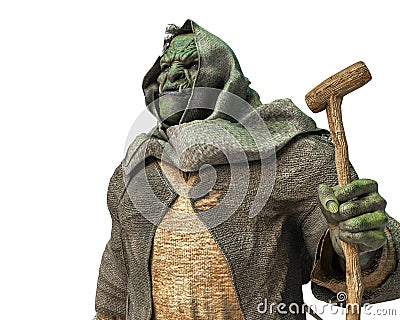 Old ogre prophet in white background Stock Photo