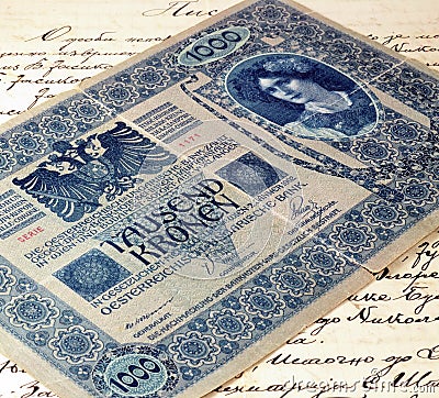 Old One thousand krone paper money Stock Photo