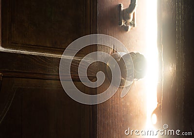 Old open door light soft focus Stock Photo