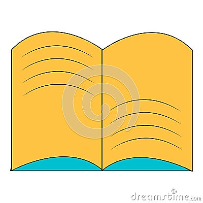 Old open magic book icon, cartoon style Vector Illustration