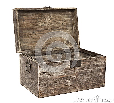 Old open wooden chest Stock Photo