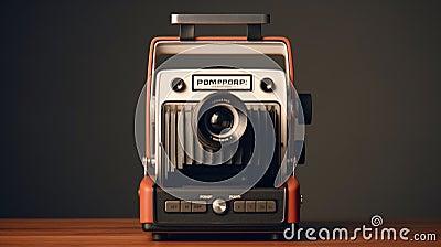 Old orange Polaroid camera front view Stock Photo