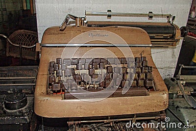 Old original retro vintage typewriter in a museum in closeup Editorial Stock Photo