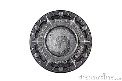 Old ornamental round shield isolated on white background Stock Photo