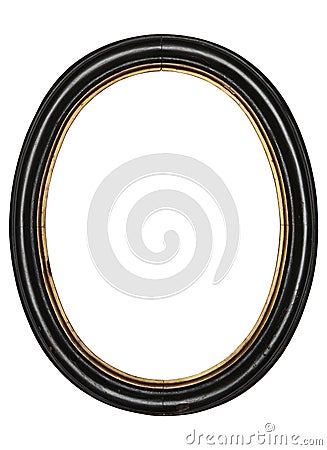 Old oval picture frame wooden isolated white background Stock Photo