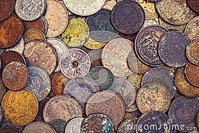 Old oxidised coins Stock Photo