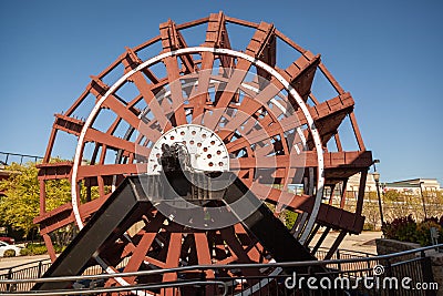 An old paddle wheel from a steam ship. Editorial Stock Photo