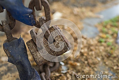 old padlock chain lock as safety and security or eternity concept Stock Photo