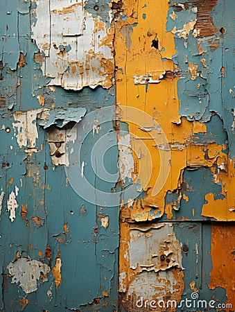 old paint peeling off of an old wooden door Stock Photo