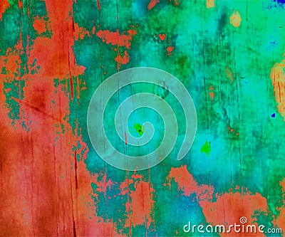 Old painted surface green orange grungy abstract hd background tv film screen web wallpaper Stock Photo
