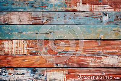 old painted wood in a variety of nautical colors Stock Photo