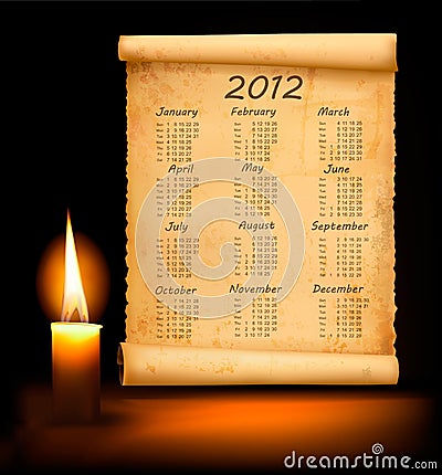Old paper with calendar 2012. Vector Vector Illustration