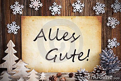 Old Paper, Christmas Decoration, Alles Gute Means Best Wishes Stock Photo