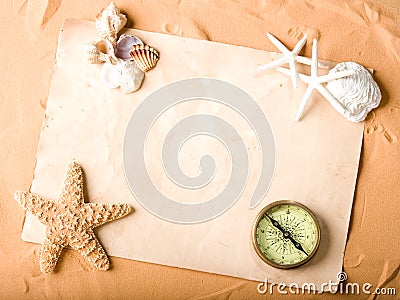 Old paper and compass Stock Photo