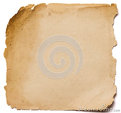 Old paper grunge texture, empty yellow page isolated on white ba Stock Photo