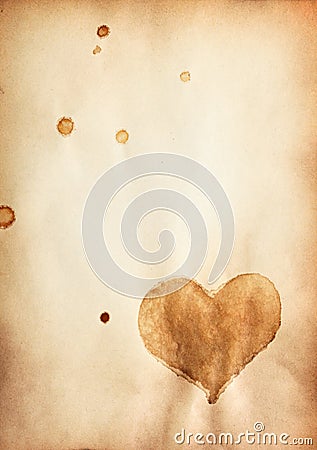 Old paper with heart symbol Stock Photo