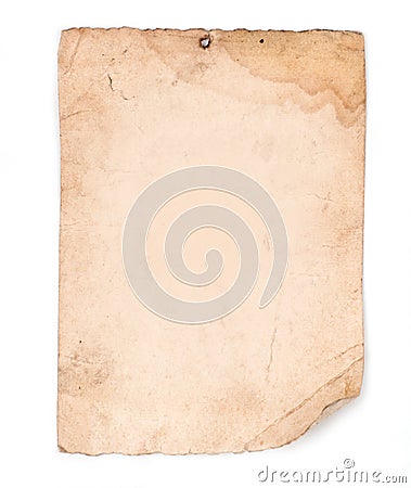 Old paper isolated on white background Stock Photo