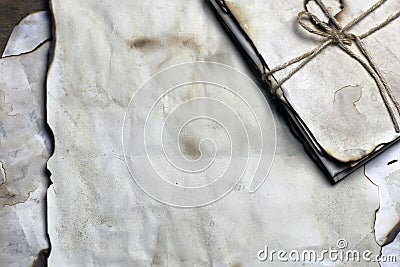 Old paper letter feather Stock Photo