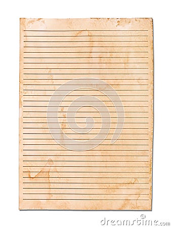 Old paper ruled strip isolated Stock Photo