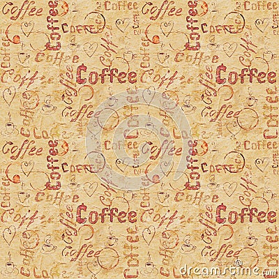 Old paper seamless coffee pattern Stock Photo